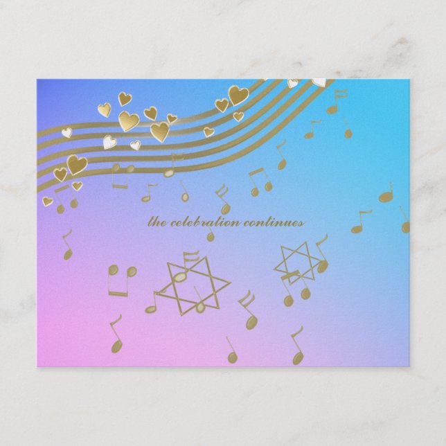 Love Songs Bat Mitzvah Reception Card (Front)