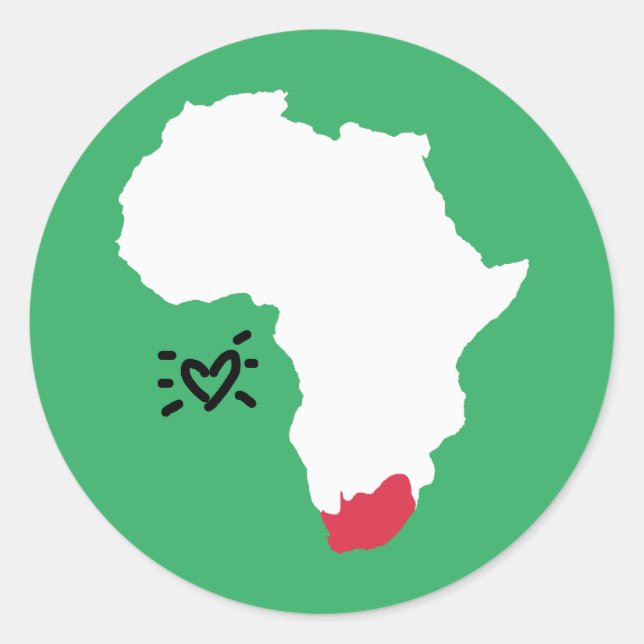 Love south africa map with heart classic round sticker (Front)