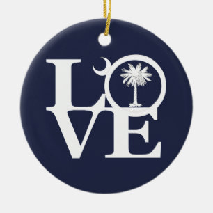 LOVE South Carolina Ceramic Tree Decoration