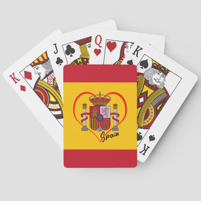 Love Spain games, patriotic Spanish flag, Heart Playing Cards (Back)