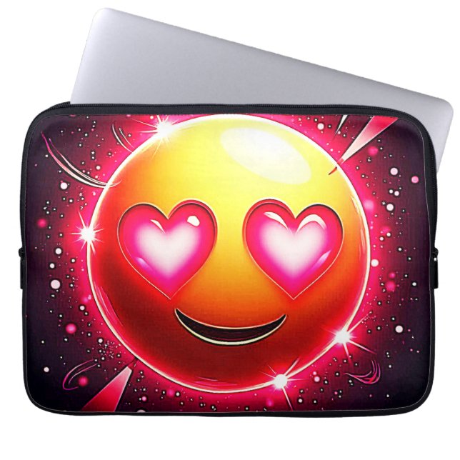 Love Sparkle Emoji Hearts Laptop Sleeve (Front)