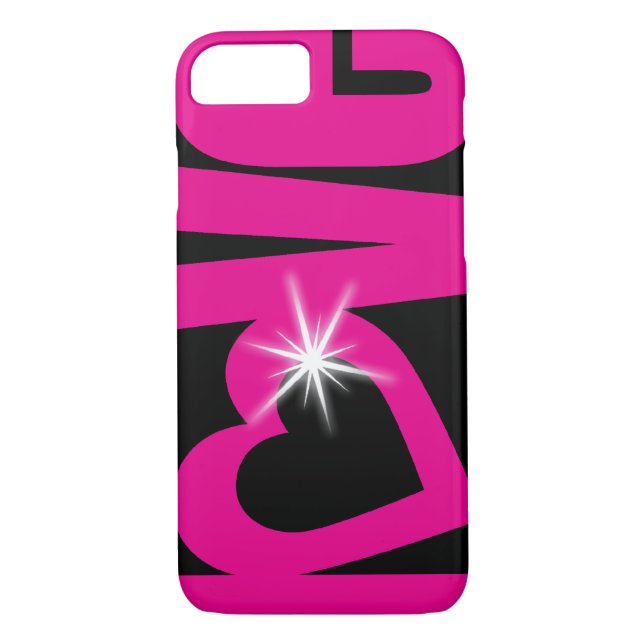 Love sparkle pink & black text case (Back)