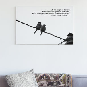 Love - Sparrow Pair B&W Photo Love Quote Print