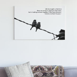 Love - Sparrow Pair B&W Photo Love Quote Print