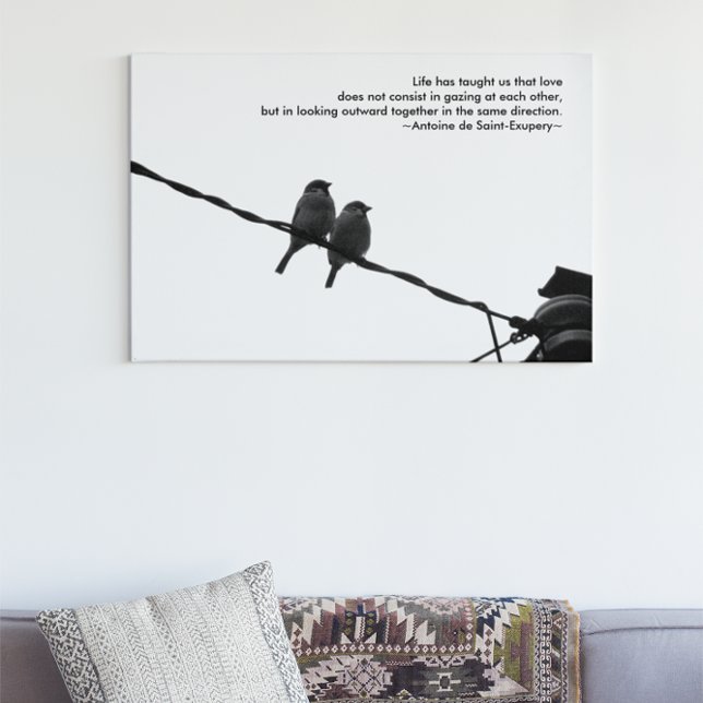 Love - Sparrow Pair B&W Photo Love Quote Print (Creator Uploaded)