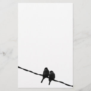 Love/Sparrow Pair B&W Photo Stationery