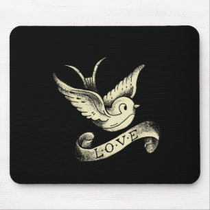 Love Sparrow Vintage Tattoo Design  Mouse Mat