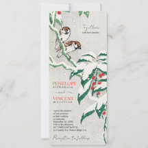 Love Sparrows in Winter - Vintage Art Wedding