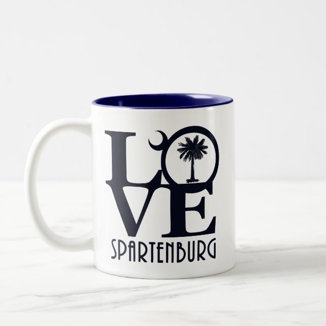 LOVE Spartenburg SC Two-Tone Coffee Mug (Left)