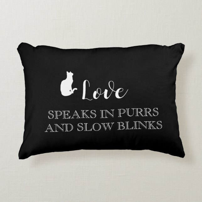 Love Speaks in Purrs Cat Mom Pillow (Front)