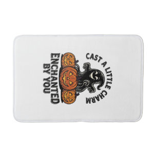 Love Spell Ghost Vintage Halloween Pumpkin Art_1 Bath Mat