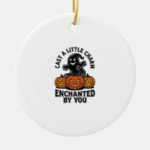 Love Spell Ghost Vintage Halloween Pumpkin Art_1 Ceramic Tree Decoration