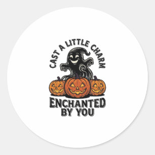 Love Spell Ghost Vintage Halloween Pumpkin Art_1 Classic Round Sticker