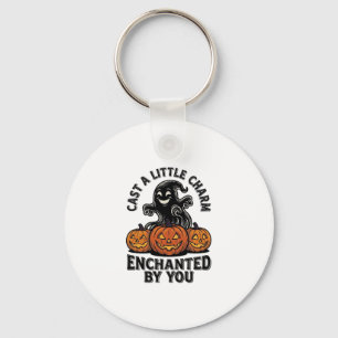 Love Spell Ghost Vintage Halloween Pumpkin Art_1 Key Ring