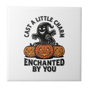 Love Spell Ghost Vintage Halloween Pumpkin Art_1 Tile