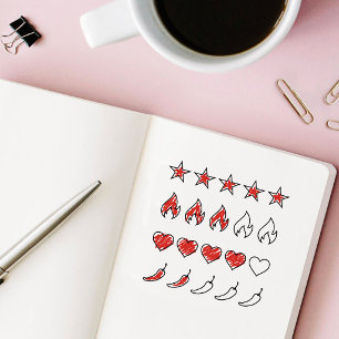 Love Spice Fire Stars Rating Book Wooden  Rubber Stamp
