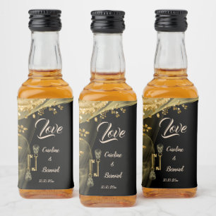 Love Spooky Gold Skulls Halloween Wedding Liquor Bottle Label