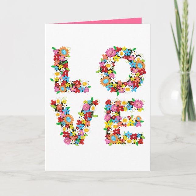 LOVE Spring Flowers Blank / Invitation Card (Front)