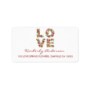 LOVE Spring Flowers Bridal Shower Address Labels
