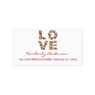 LOVE Spring Flowers Bridal Shower Address Labels