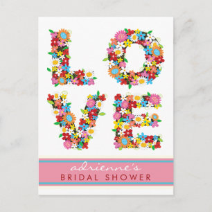 LOVE Spring Flowers Bridal Shower Wedding Postcard