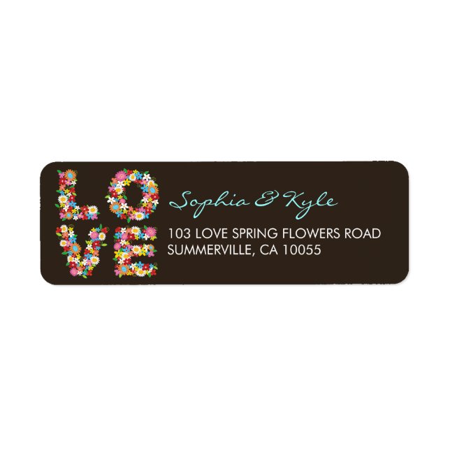LOVE Spring Flowers Colourful Chic Wedding Address (Front)
