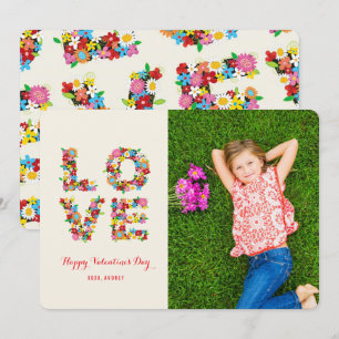 LOVE Spring Flowers Garden Valentine's Day Photo Holiday Card