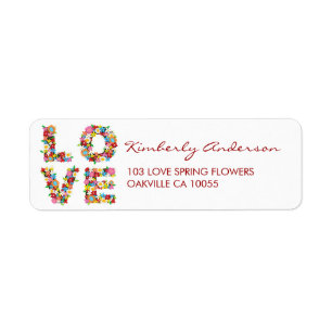 LOVE Spring Flowers Wedding Shower Address Labels
