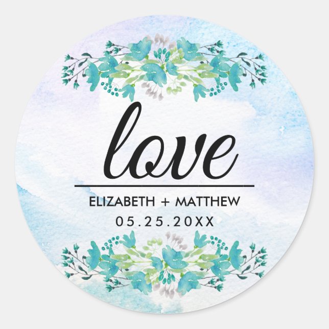 Love. Spring Wildflowers Wedding Stickers (Front)