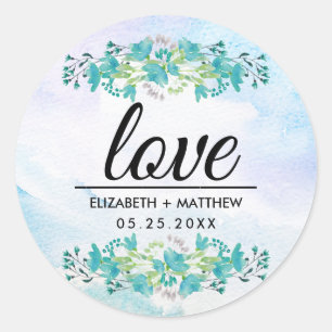 Love. Spring Wildflowers Wedding Stickers