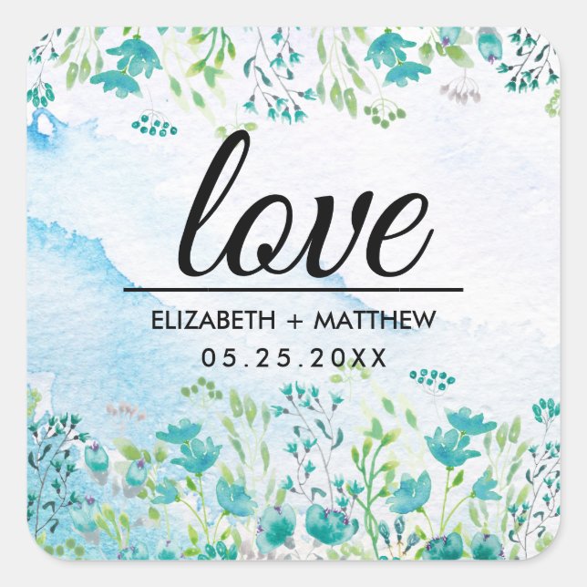 Love. Spring Wildflowers Wedding Stickers (Front)