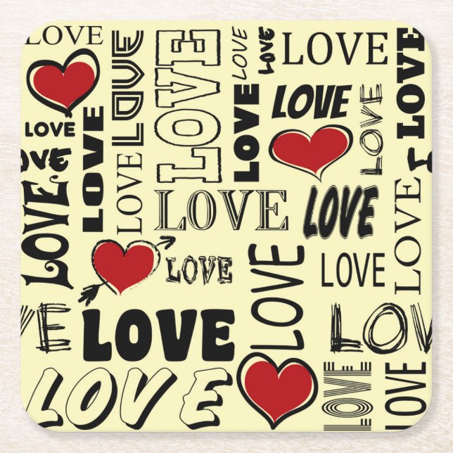 Love Square Paper Coaster (Front)