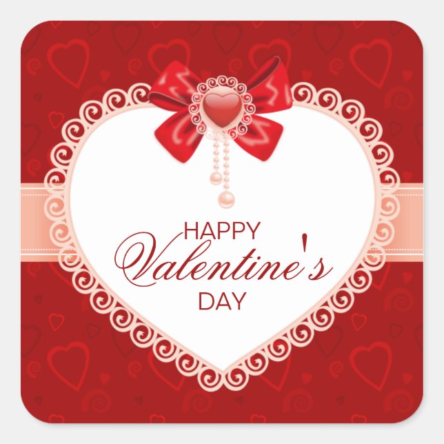 Love Square Stickers with Heart & Bow (Front)