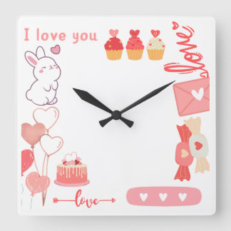 Love square wall clock