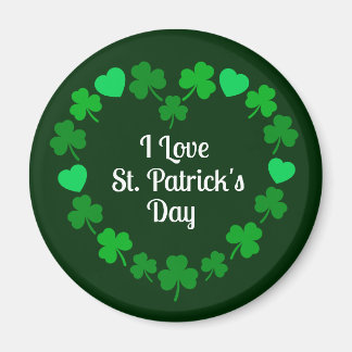 Love St. Patrick's Day Shamrock and Heart Wreath Magnet