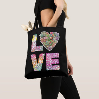 Love Stacked Word Tote Bag