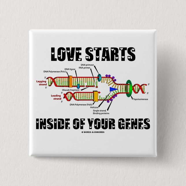 Love Starts Inside Of Your Genes (DNA Replication) 15 Cm Square Badge (Front)