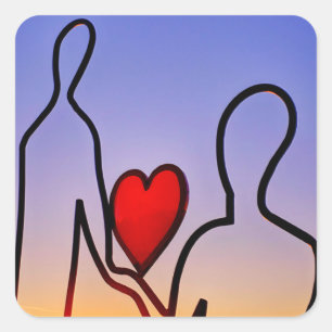 Love statue square sticker