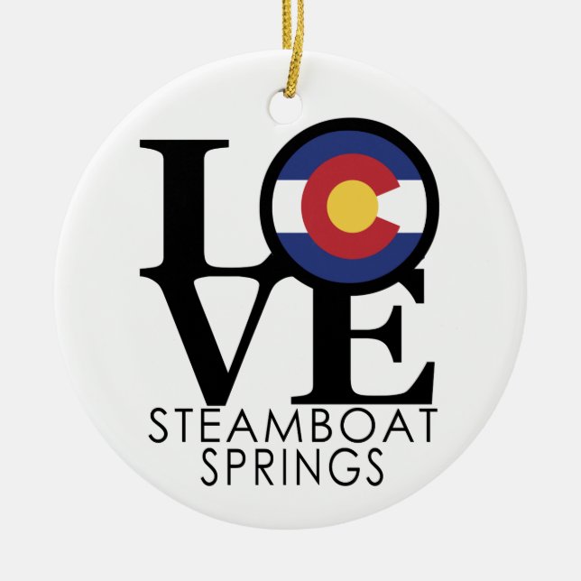 LOVE Steamboat Springs CO Ceramic Tree Decoration (Front)