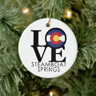 LOVE steamboat Springs Colorado Ceramic Tree Decoration