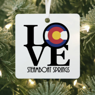 LOVE Steamboat Springs Colorado Metal Tree Decoration