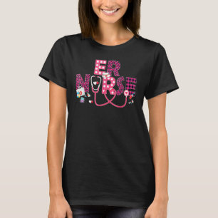 LOVE Stethoscope ER Nurse Life Leopard Valentine D T-Shirt