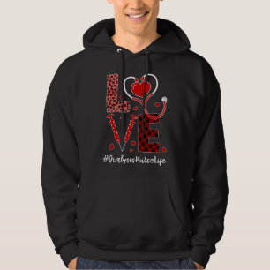 Love Stethoscope Heart Dialysis Nurse Valentines D Hoodie