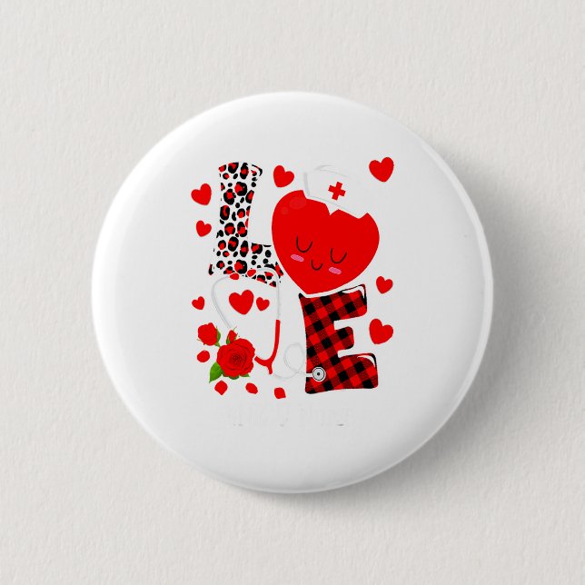 Love Stethoscope Heart Nicu Nurse Valentines Day  6 Cm Round Badge (Front)