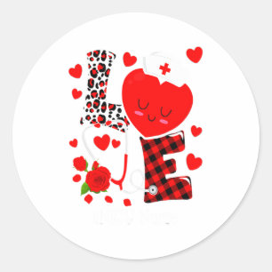 Love Stethoscope Heart Nicu Nurse Valentines Day Classic Round Sticker