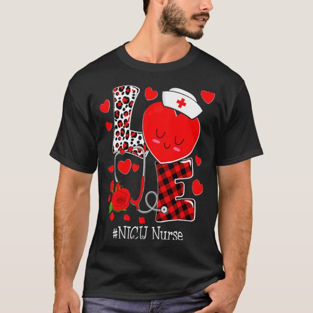 Love Stethoscope Heart Nicu Nurse Valentines Day  T-Shirt (Front)
