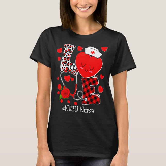 Love Stethoscope Heart Nicu Nurse Valentines Day  T-Shirt (Front)