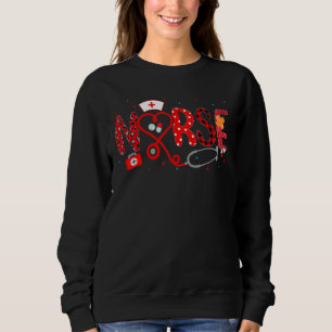 Love Stethoscope Nurse Week 2022 Leopard Plaid Red Sweatshirt