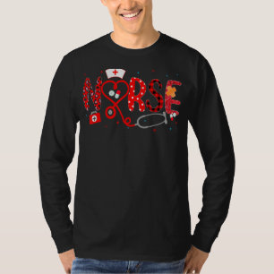 Love Stethoscope Nurse Week 2022 Leopard Plaid Red T-Shirt
