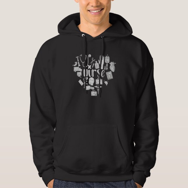 Love Stethoscope Syringe Heart Nurse Hoodie (Front)